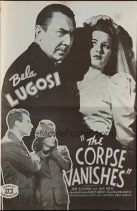 1y653 CORPSE VANISHES pressbook R49 mad scientist Bela Lugosi, great horror advertising images!