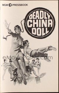 1y671 DEADLY CHINA DOLL pressbook '73 The Opium Trail, sexy Angela Mao, violent & delicious!