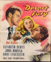 1y674 DESERT FURY pressbook '47 art of Burt Lancaster about to punch John Hodiak + Lizabeth Scott!