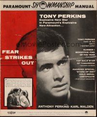 1y711 FEAR STRIKES OUT pressbook '57 Tony Perkins as Boston Red Sox baseball player Jim Piersall!