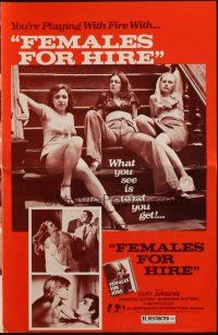 1y712 FEMALES FOR HIRE pressbook '76 you're playing with fire, sexy prostitutes on steps!