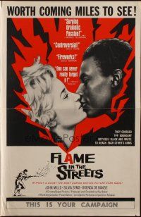 1y724 FLAME IN THE STREETS pressbook '61 John Mills, Sylvia Syms, interracial romance!