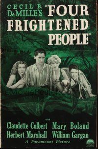 1y736 FOUR FRIGHTENED PEOPLE pressbook '33 Cecil B. DeMille, Colbert, Boland, Marshall, Gargan