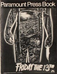 1y743 FRIDAY THE 13th pressbook '80 great Alex Ebel art, slasher horror classic, 24 hours of terror!
