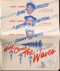 1y804 HERE COME THE WAVES pressbook '44 art of Navy sailor Bing Crosby & Betty Hutton singing!