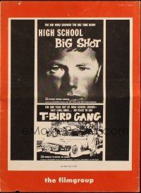 1y807 HIGH SCHOOL BIG SHOT/T-BIRD GANG pressbook '59 bad teens, hot rod racing, great images!