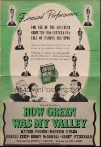 1y816 HOW GREEN WAS MY VALLEY pressbook R46 John Ford, cool art of entire cast, Best Picture 1941!