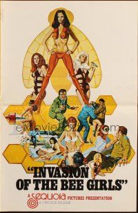 1y833 INVASION OF THE BEE GIRLS pressbook '73 cool images of sexy girls & insects, wacky sci-fi