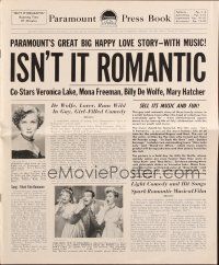 1y835 ISN'T IT ROMANTIC pressbook '48 Veronica Lake, Paramount's big happy love-story-with-music!