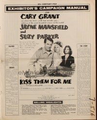 1y850 KISS THEM FOR ME pressbook '57 Cary Grant & Suzy Parker, plus sexy Jayne Mansfield!