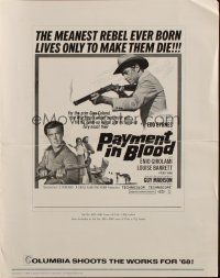 1y911 PAYMENT IN BLOOD pressbook '68 spaghetti western, the war for revenge goes on!
