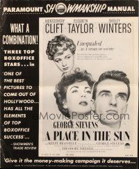 1y916 PLACE IN THE SUN pressbook '51 Montgomery Clift, sexy Elizabeth Taylor, Shelley Winters