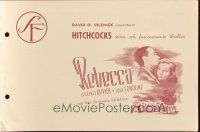 1y478 REBECCA Swedish pressbook R50s Alfred Hitchcock, Laurence Olivier & Joan Fontaine!