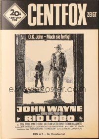 1y493 RIO LOBO German pressbook '71 Howard Hawks, Give 'em Hell, John Wayne, great cowboy image!