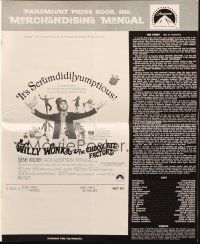 1y996 WILLY WONKA & THE CHOCOLATE FACTORY pressbook '71 Gene Wilder, it's scrumdidilyumptious!
