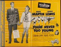 1y997 YOU'RE NEVER TOO YOUNG pressbook '55 great image of Dean Martin & wacky Jerry Lewis!