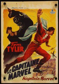 1z508 ADVENTURES OF CAPTAIN MARVEL Belgian '40s Tom Tyler serial, different super hero art!