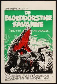 1z531 BRUTES & SAVAGES Belgian '77 wild image of native eaten by huge crocodile!
