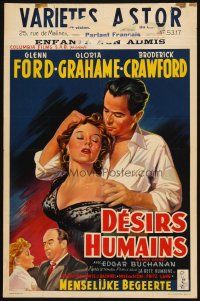 1z606 HUMAN DESIRE Belgian '54 Gloria Grahame born to be bad, kissed & to make trouble!