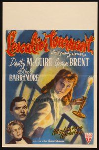 1z720 SPIRAL STAIRCASE Belgian 1947 art of Dorothy McGuire, George Brent & Ethel Barrymore!