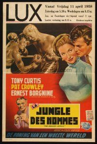 1z721 SQUARE JUNGLE Belgian '56 great artwork of boxing Tony Curtis fighting in the ring!