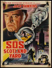 1z737 THIRD KEY Belgian '56 cool art of Jack Hawkins with safecracker, S.O.S. Scotland Yard!