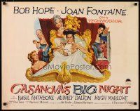 1z075 CASANOVA'S BIG NIGHT style B 1/2sh '54 wacky artwork of Bob Hope in bed, Joan Fontaine!