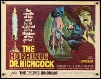 1z184 HORRIBLE DR. HICHCOCK/AWFUL DR. ORLOFF 1/2sh '64 creepy art from Italian horror double-bill!