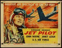 1z215 JET PILOT style A 1/2sh '57 great art of John Wayne, jets & sexy Janet Leigh, Howard Hughes!