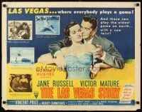1z238 LAS VEGAS STORY style A 1/2sh '52 Victor Mature romances Jane Russell & gives her jewelry!