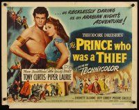 1z346 PRINCE WHO WAS A THIEF style B 1/2sh '51 barechested Tony Curtis & pretty Piper Laurie!