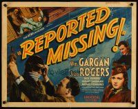 1z364 REPORTED MISSING 1/2sh '37 William Gargan, Jean Rogers & more, crime action!