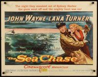 1z391 SEA CHASE 1/2sh '55 great seafaring artwork of John Wayne & Lana Turner!