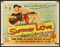 1z434 SUMMER LOVE 1/2sh '58 very young John Saxon plays guitar with pretty girl on beach!