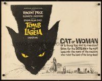1z456 TOMB OF LIGEIA 1/2sh '65 Vincent Price, Roger Corman, Edgar Allan Poe, cool cat artwork!