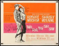 1z462 TWO FOR THE SEESAW 1/2sh '62 art of Robert Mitchum & sexy beatnik Shirley MacLaine!