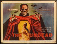 1z466 UNDEAD 1/2sh '57 Roger Corman, cool art of huge skeleton reaching for sexy Allison Hayes!