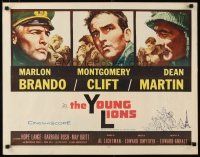 1z503 YOUNG LIONS 1/2sh '58 art of Nazi Marlon Brando, Dean Martin & Montgomery Clift!
