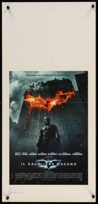 1z791 DARK KNIGHT Italian locandina '08 Christian Bale as Batman in front of flaming building!