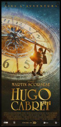 1z830 HUGO Italian locandina '11 Martin Scorsese, Ben Kingsley, image of kid hanging on clock!