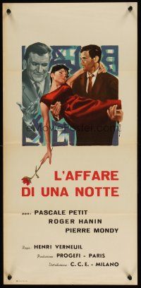 1z839 IT HAPPENED ALL NIGHT Italian locandina '60 Verneuil's L'Affaire d'une nuit, art by Donelli!