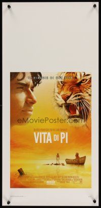 1z851 LIFE OF PI Italian locandina '12 great image of Suraj Sharma in title role w/ tiger!