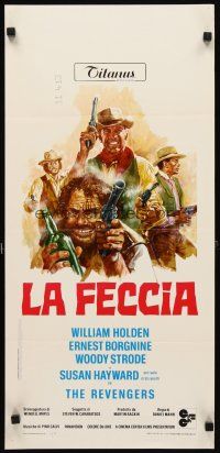 1z888 REVENGERS Italian locandina '72 art of cowboys William Holden, Borgnine & Woody Strode!