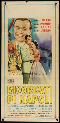 1z889 RICORDATI DI NAPOLI Italian locandina '58 romantic artwork by Carlantonio Longi!