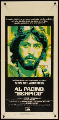 1z896 SERPICO Italian locandina '74 cool close up image of Al Pacino, Sidney Lumet crime classic!