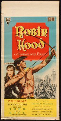 1z910 STORY OF ROBIN HOOD Italian locandina '52 Richard Todd with bow & arrow, Joan Rice, Disney