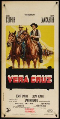 1z920 VERA CRUZ Italian locandina '55 Olivetti art of cowboys Gary Cooper & Burt Lancaster!