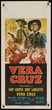 1z921 VERA CRUZ Italian locandina R70s best artwork of cowboys Gary Cooper & Burt Lancaster!