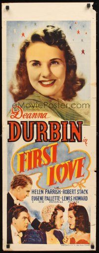2a007 FIRST LOVE long Aust daybill '39 wonderful image of pretty Deanna Durbin!