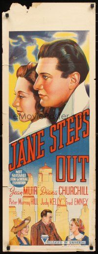 2a010 JANE STEPS OUT long Aust daybill '38 stone litho art of Diana Churchill & Peter Murray-Hill!